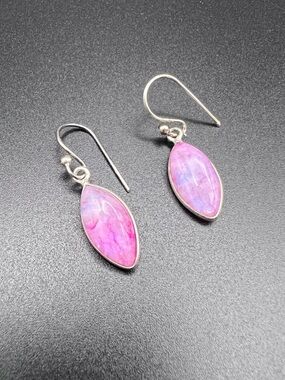 Sterling Silver Pink Moonstone Earrings